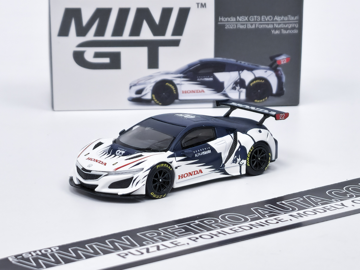 HONDA NSX GT3 EVO ALPHATAURI YUKI TSUNODA RED BULL FORMULA NURBURGRING 2023 - MINI GT 1:64