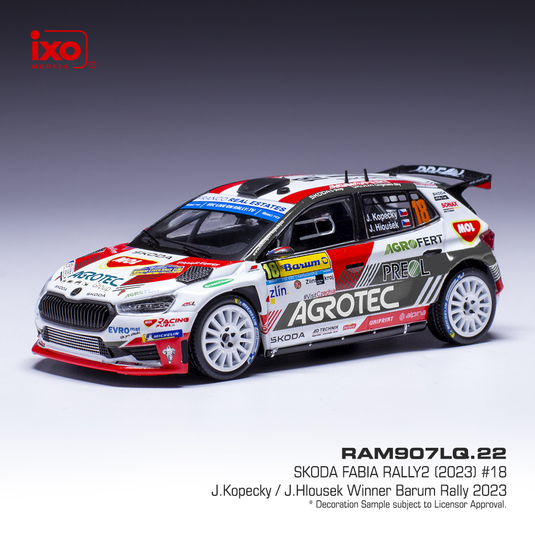 Škoda Fabia RS Rally2 No.18 Kopecký/Hloušek Barum Rally 2023 IXO 1:43