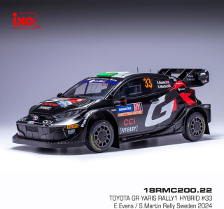  Toyota GR Yaris Rally1 Hybrid #33 E.Evans/S.Martin Rallye Sweden 2024 IXO 1:18